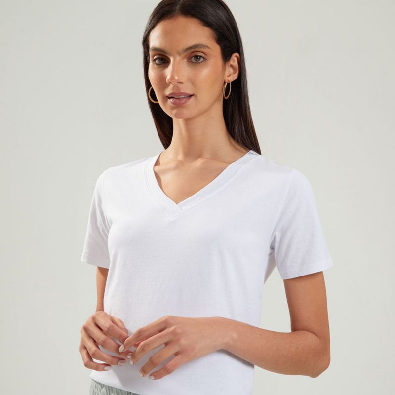 Polo blanco cuello store v mujer