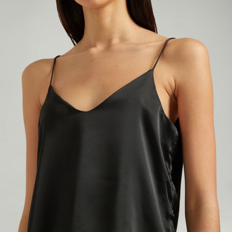 Blusa Tiras Satin Mujer Blusa Satin Negro Talla | 512290