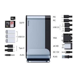 Hub Baseus Working Station estación de trabajo 16 en 1, conector usb tipo C, gris