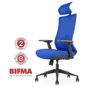 Silla Giratoria Ergonómica Decorplas Atenas Dark Blue con Brazos 3D