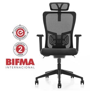 Silla Giratoria Ergonómica Decorplas Seul Bk Black con Brazos Regulables Color Negro