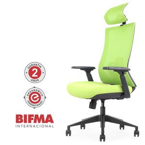 Silla Giratoria Ergonómica Decorplas Atenas Green con Brazos 3D
