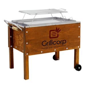 Caja China Mediana Premium Caoba + Parrilla de Varillas Niqueladas 70x40x55 cm