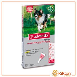 Antiparasitario para perros Advantix ‐ 1 Pipeta De 2.5 Ml (Rojo) 10 A 25 Kg