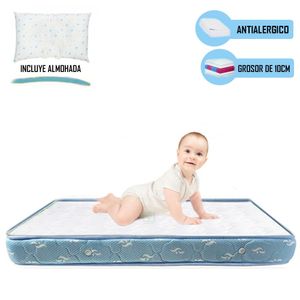 Colchón de Bebe para Cunas Pack and Play de 4" Celeste