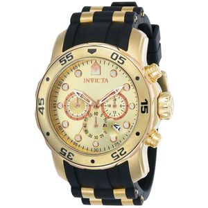 Reloj Invicta Pro Diver 17884 Para Hombre Fecha Cronómetro Correa de Silicona Negro Dorado
