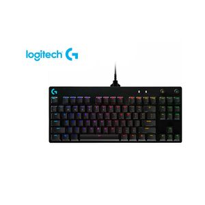 Teclado gaming Logitech Pro mecánico, alámbrico, conexión usb, sin teclado numérico, RGB