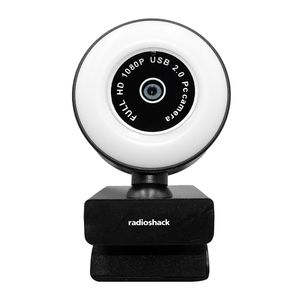 Cámara web Radioshack 2604780 con luz led, conexión usb, 1080P, micrófono integrado, enfoque y brillo automático