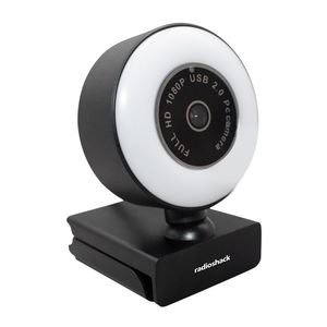 Cámara web Radioshack 2604780 con luz led, conexión usb, 1080P, micrófono integrado, enfoque y brillo automático