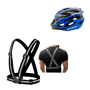 Kit De ProteccióN Xclusive Casco Mtb Azul L + Chaleco Reflectivo Negro