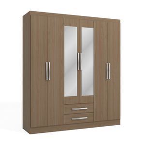 Ropero Capri 6 Puertas 2 Cajones 2 Repisas + Espejo MDP Nature