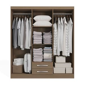 Ropero Capri 6 Puertas 2 Cajones 2 Repisas + Espejo MDP Nature