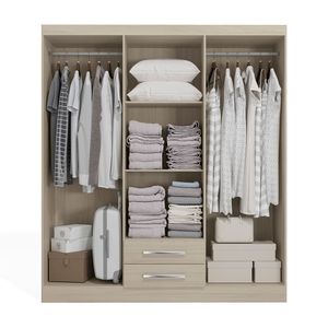 Ropero Capri 6 Puertas 2 Cajones 2 Repisas + Espejo MDP Almendra