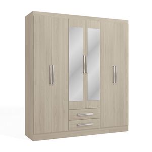 Ropero Capri 6 Puertas 2 Cajones 2 Repisas + Espejo MDP Almendra