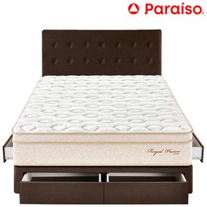 Dormitorio 4 Cajones PARAISO Royal Prince Chocolate King + 2 Almohadas Viscoelásticas + Protector