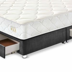 Dormitorio 4 Cajones PARAISO Pocket Max Charcoal King + 2 Almohadas + Protector