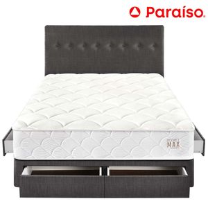 Dormitorio 4 Cajones PARAISO Pocket Max Charcoal King + 2 Almohadas + Protector