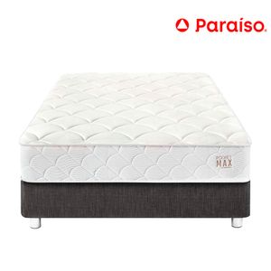 Cama Box Tarima PARAISO Pocket Max Charcoal King + 2 Almohadas + Protector