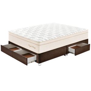 Cama Box Tarima 4 Cajones PARAISO Royal Prince Chocolate King + 2 Almohadas Viscoelásticas + Protector