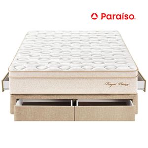 Cama Box Tarima 4 Cajones PARAISO Royal Prince Champagne King + 2 Almohadas Viscoelásticas + Protector