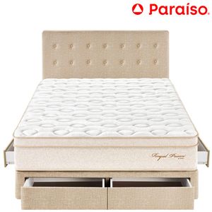 Dormitorio 4 Cajones PARAISO Royal Prince Champagne 2 Plz + 2 Almohadas Viscoelásticas + Protector