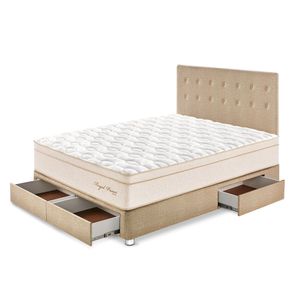 Dormitorio 4 Cajones PARAISO Royal Prince Champagne 2 Plz + 2 Almohadas Viscoelásticas + Protector