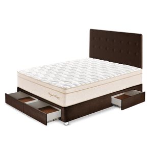 Dormitorio 4 Cajones PARAISO Royal Prince Chocolate 2 Plz + 2 Almohadas Viscoelásticas + Protector