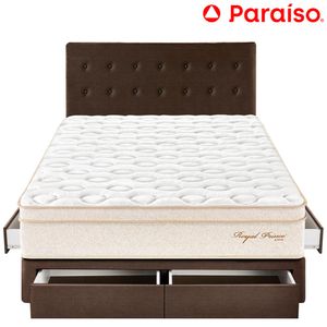 Dormitorio 4 Cajones PARAISO Royal Prince Chocolate 2 Plz + 2 Almohadas Viscoelásticas + Protector