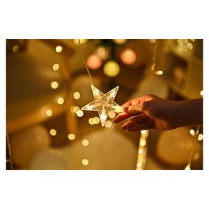 Guirnalda de Luces LED Navidad con Forma Cascada Estrellas Amarillas