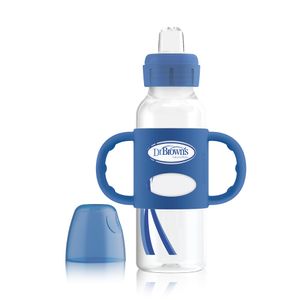 Biberón de Transición con asas y boquilla Boca Estrecha 8oz Azul