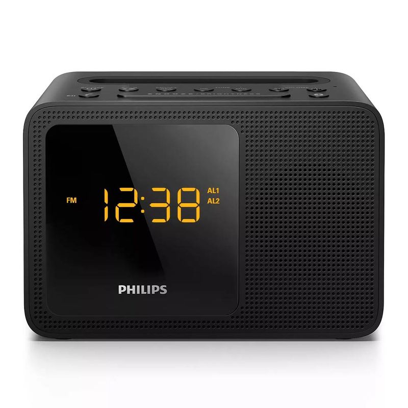 Reloj despertador Philips AJT5300, bluetooth, radio FM, alarma, negro