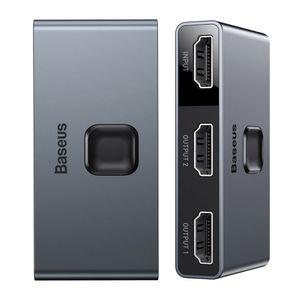 Hub Baseus Matrix 2 en 1 bidireccional, 3 puertos HDMI, 1 input y 2 output, 4K/HD, gris