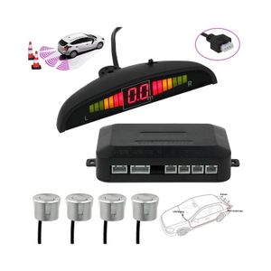 Sensor de Retroceso Reversa Parqueo Auto Parking 4 Puntos Plateado