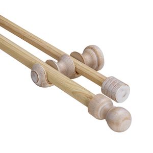 Pack Cortinero Doble Madera Rustica Metalhsa 200cm Color Blanco