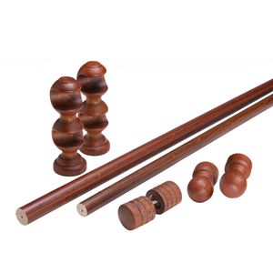 Pack Cortinero Doble Madera Rustica Metalhsa 1.50 cm Color Caoba