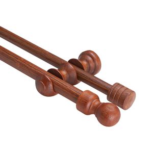 Pack Cortinero Doble Madera Rustica Metalhsa 1.50 cm Color Caoba