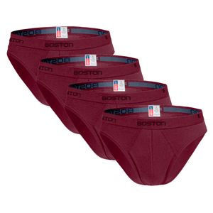 Pack x 4 Trusas Boston Hombre Bikini Rojo Vino