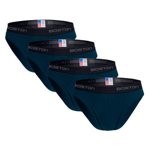 Pack x 4 Trusas Boston Hombre Bikini  Azul Acero