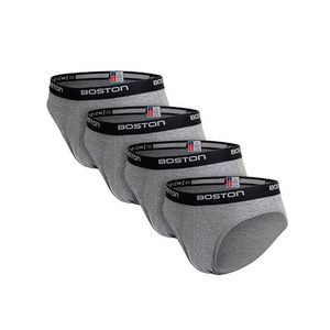 Pack x 4 Trusas Boston Hombre Bikini Plomo Claro
