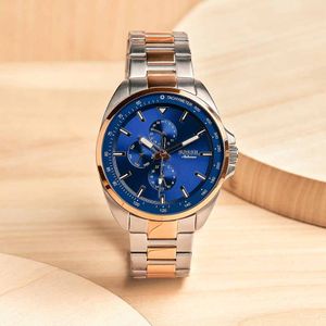 Reloj Fossil Autocross BQ2552 para hombre Multifuncional Acero Inoxidable Plateado Dorado Azul