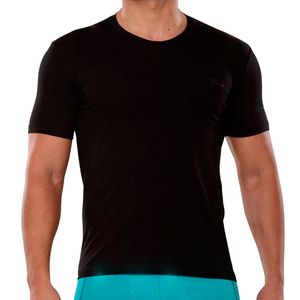 Polo Manga Corta Fila Cuello Redondo Negro