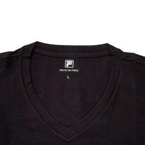 Polo Manga Larga Fila Cuello V Negro
