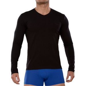 Polo Manga Larga Fila Cuello V Negro