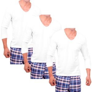 Pack x3 Polo Boston Manga Larga Cuello U Blanco
