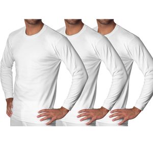 Pack x3 Polo Boston Manga Larga Cuello Redondo Blanco