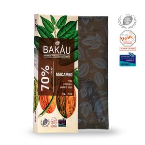 Chocolate Premium en Barra con Macambo 70% Cacao Bakau®