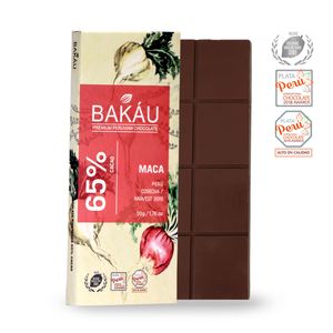 Chocolate Premium en Barra con Maca 65% Cacao Bakau®