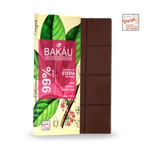 Chocolate sin azúcar en Barra 99% Cacao Bakau®