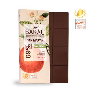 Chocolate Premium en Barra San Martín 69% Cacao Bakau®