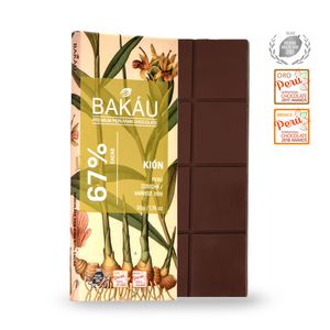 Chocolate Premium en Barra con Jengibre 67% Cacao Bakau®